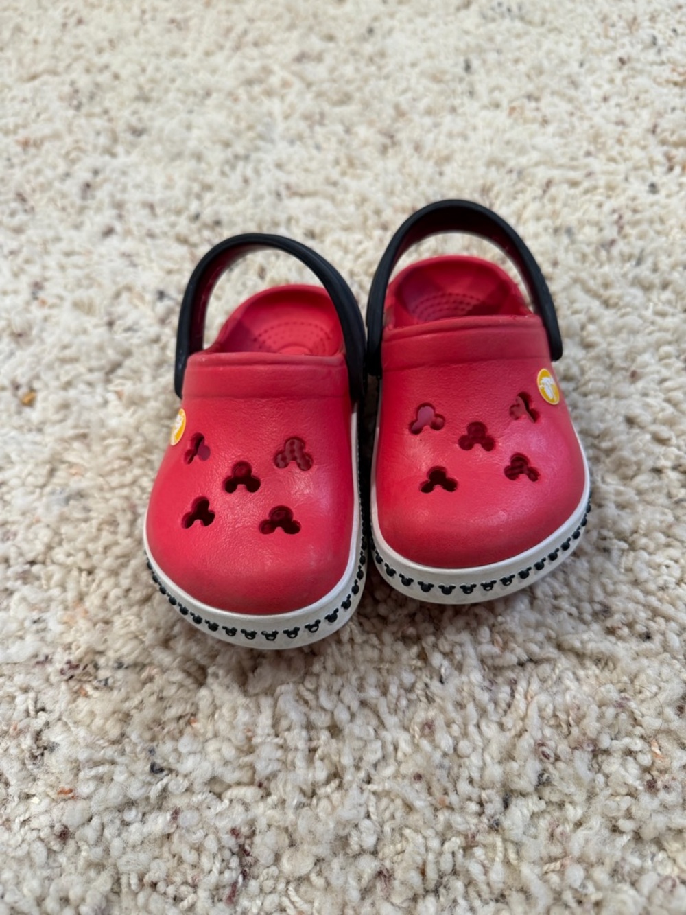 Toddler Red Crocs Mickey Mouse Sandals with Black Strap